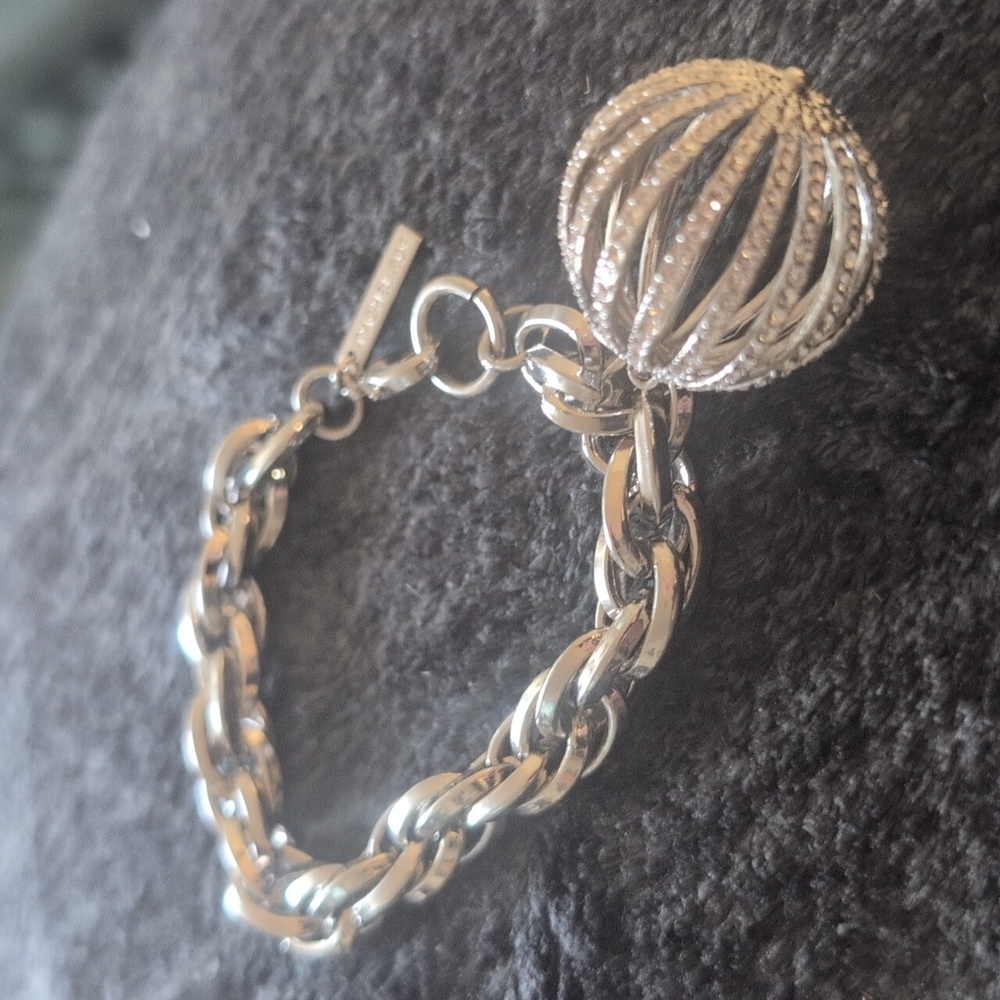 Rachel Zoe Silver Tone Bracelet W Swarovski Crystal - Picture 4 of 4